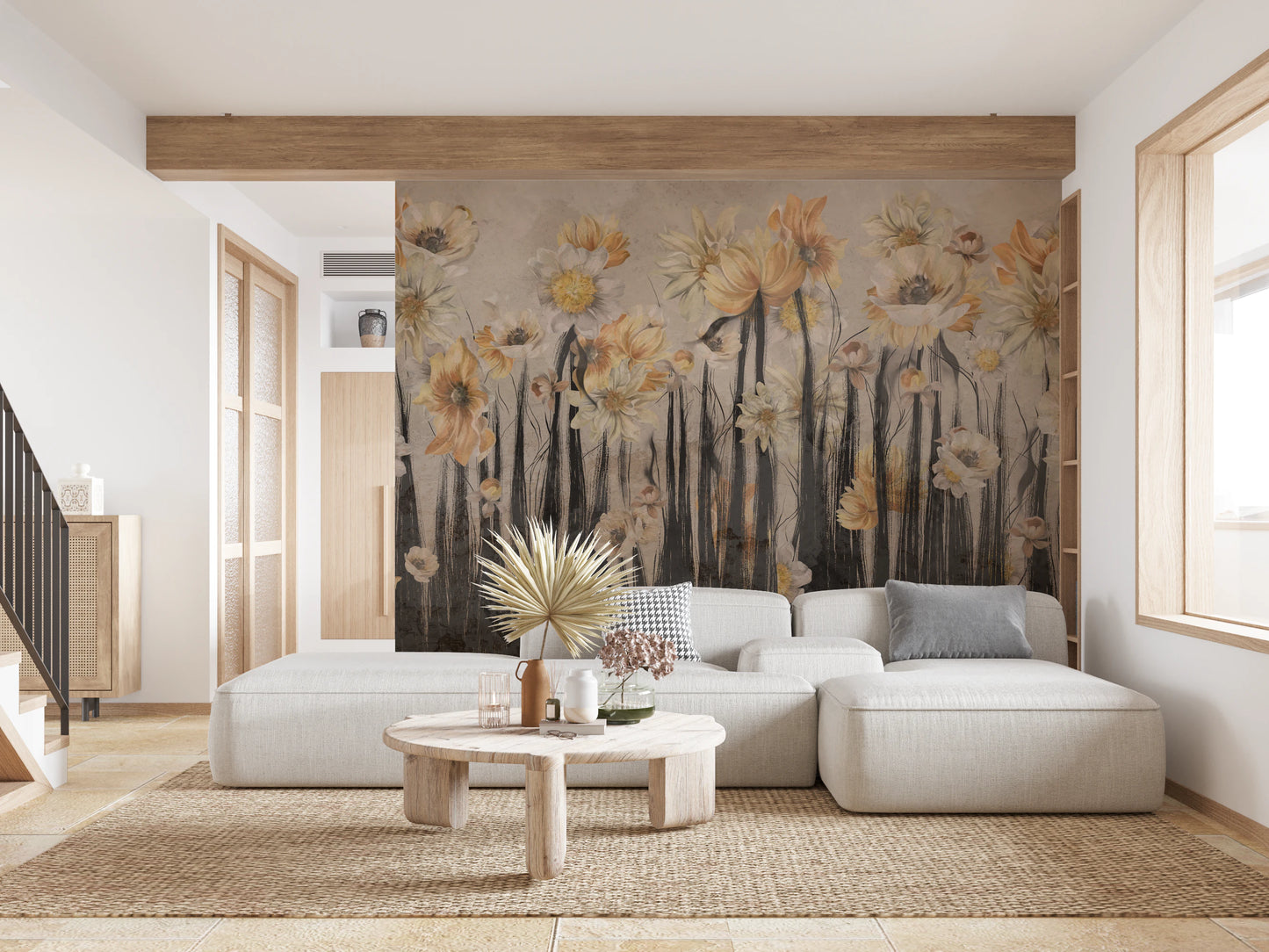 Abstract Bloom Cascade wall mural for a modern minimalist aesthetic.