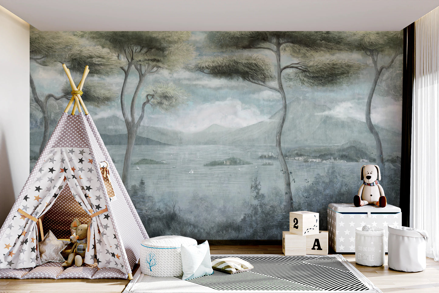 Classic Italian Pine Lake Wall Mural