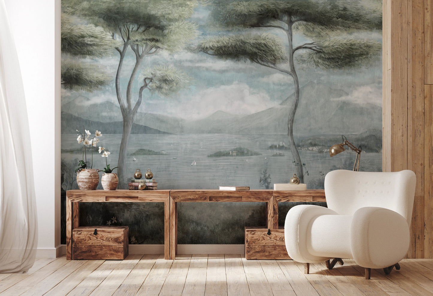Classic Italian Pine Lake Wall Mural