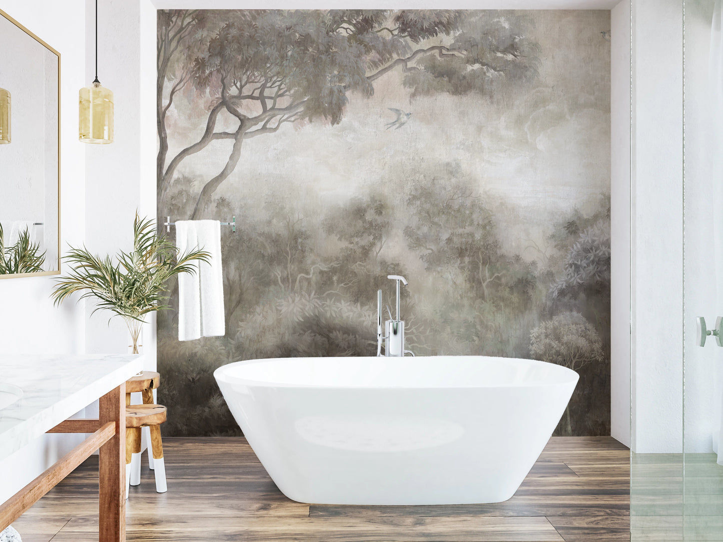 Whispering Mist Forest Mural Wall Mural