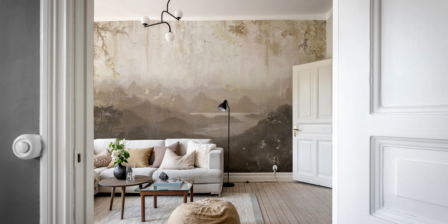 Ancient Hills Watercolor Wall Mural