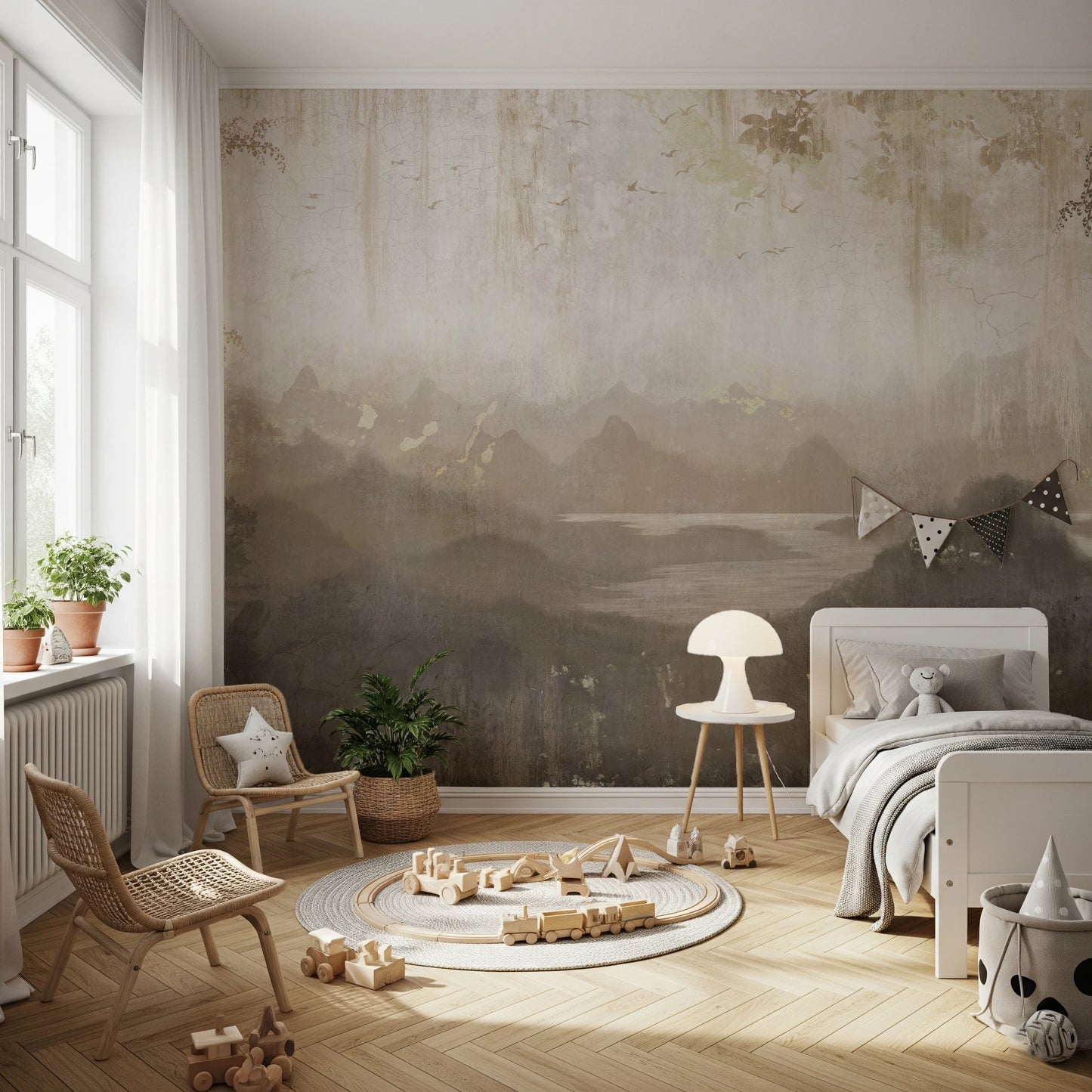 Ancient Hills Watercolor Wall Mural