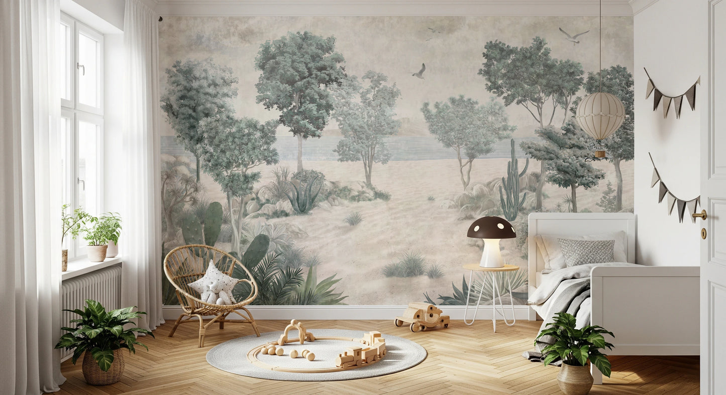 Serene Desert Coastline Wall Mural