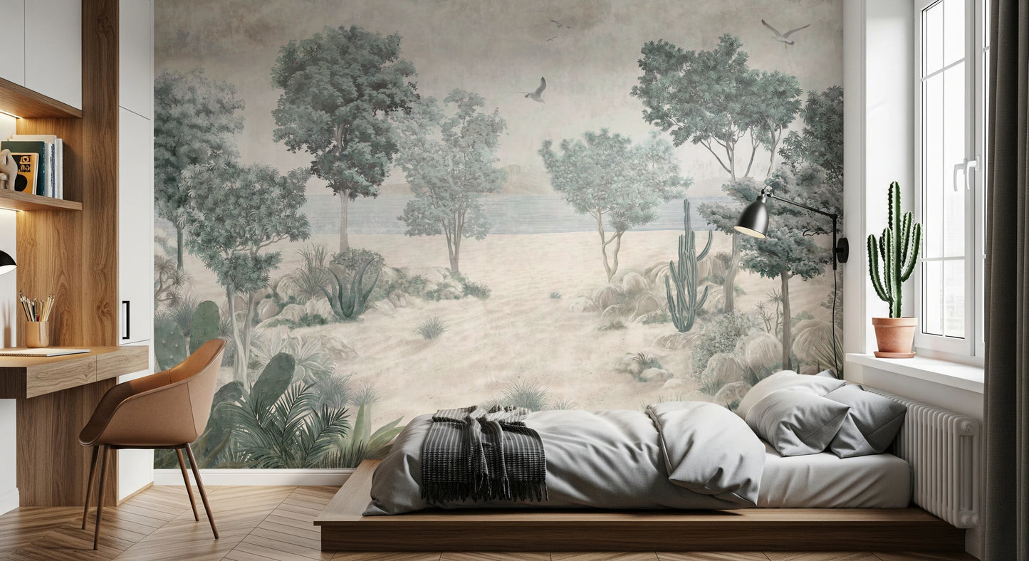 Serene Desert Coastline Wall Mural