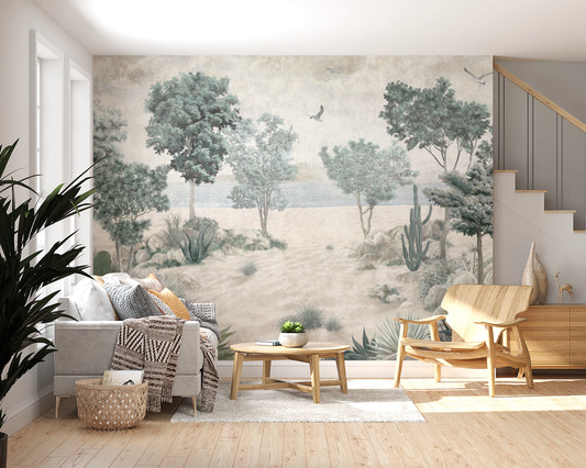 Serene Desert Coastline Wall Mural