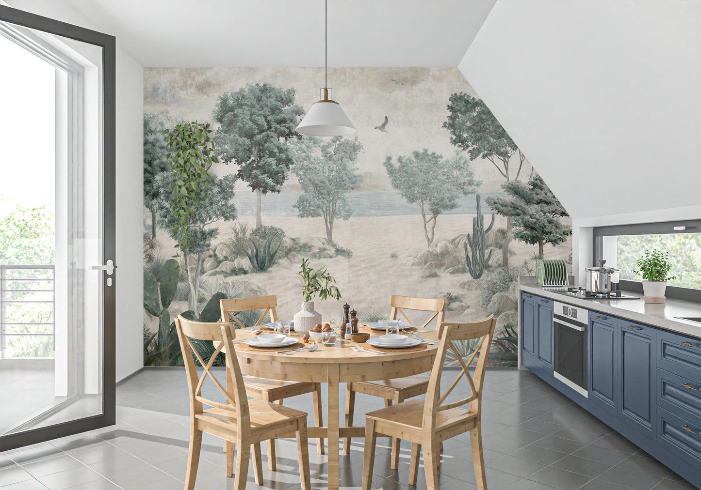 Serene Desert Coastline Wall Mural