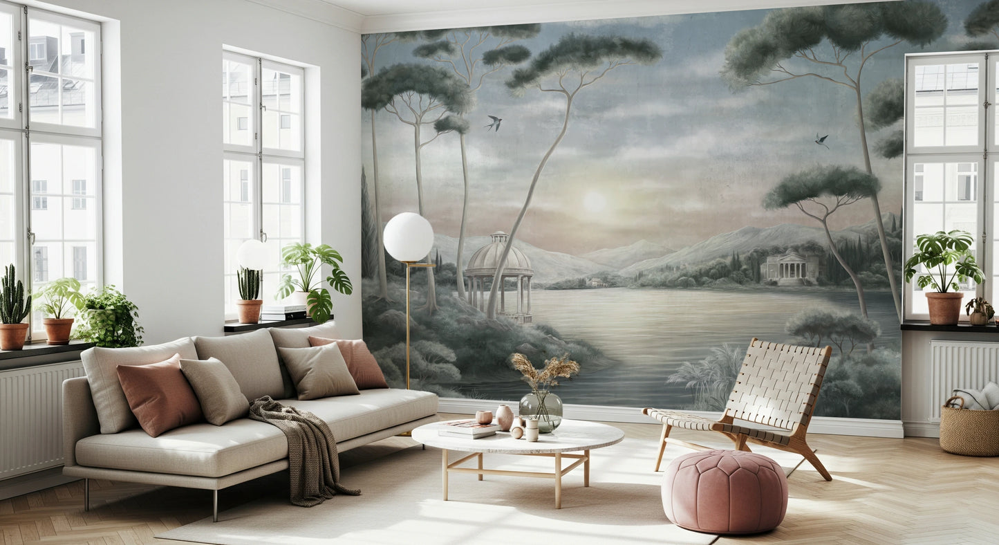 Serene Italian Lake Vista Wall Mural