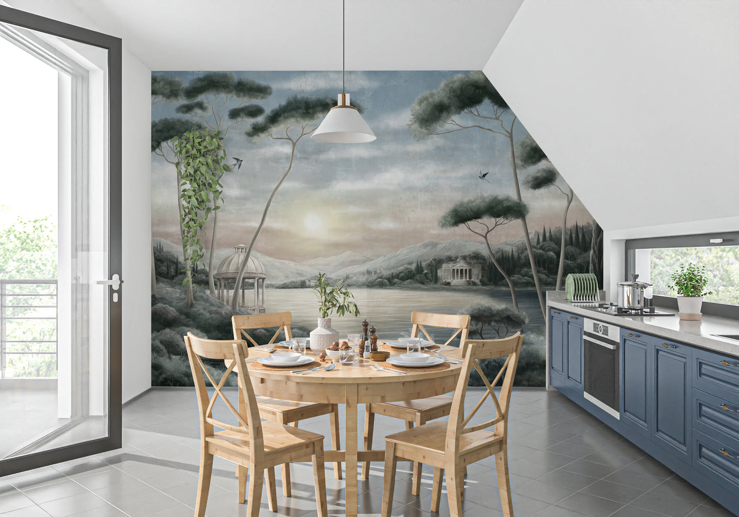 Serene Italian Lake Vista Wall Mural