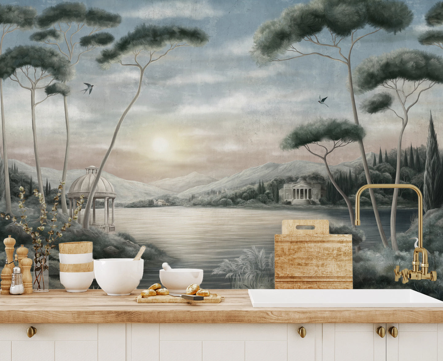 Serene Italian Lake Vista Wall Mural