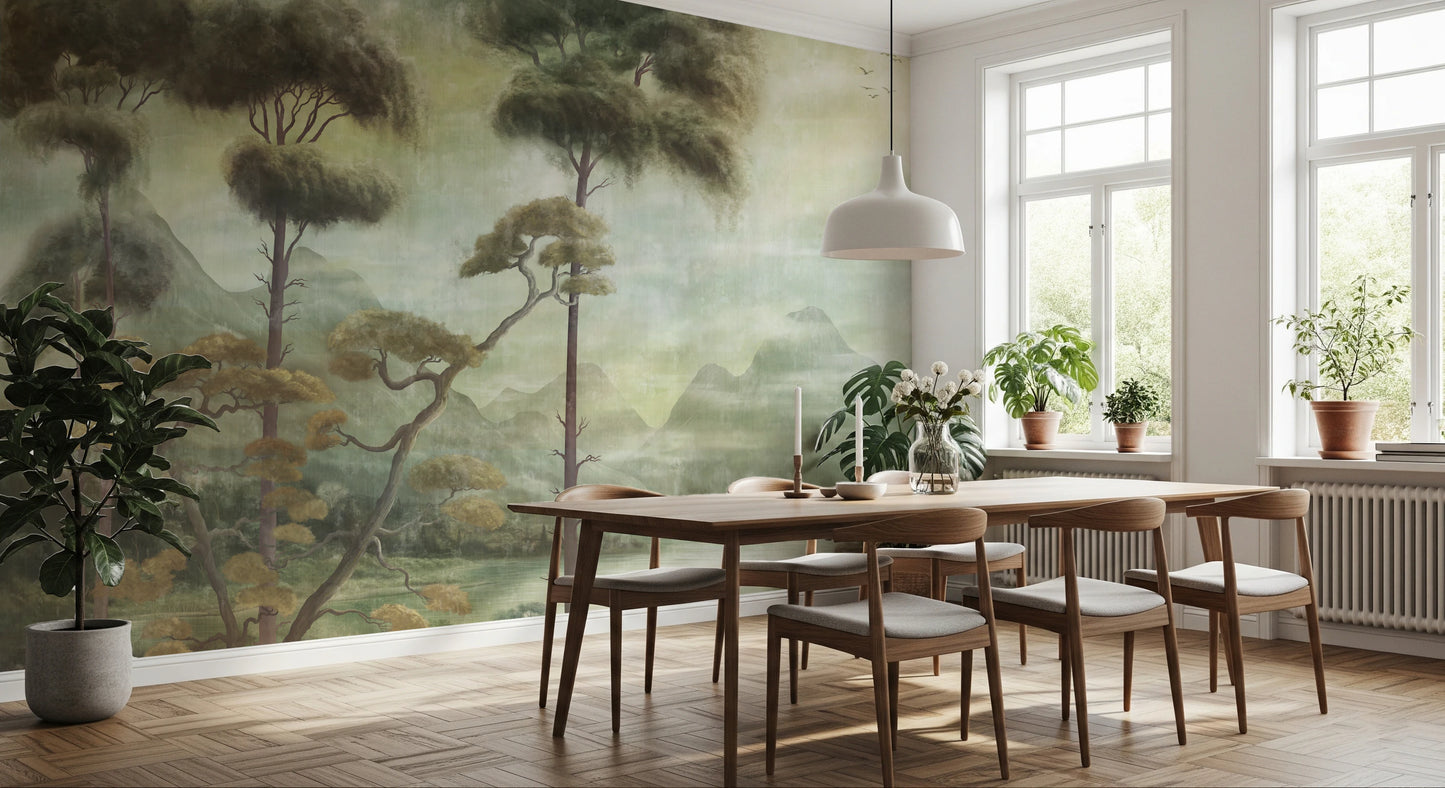 Mystic Pagoda Mist Wall Mural