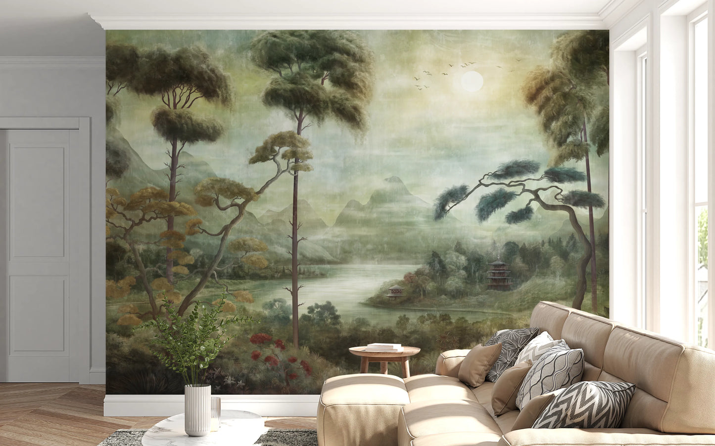 Mystic Pagoda Mist Wall Mural
