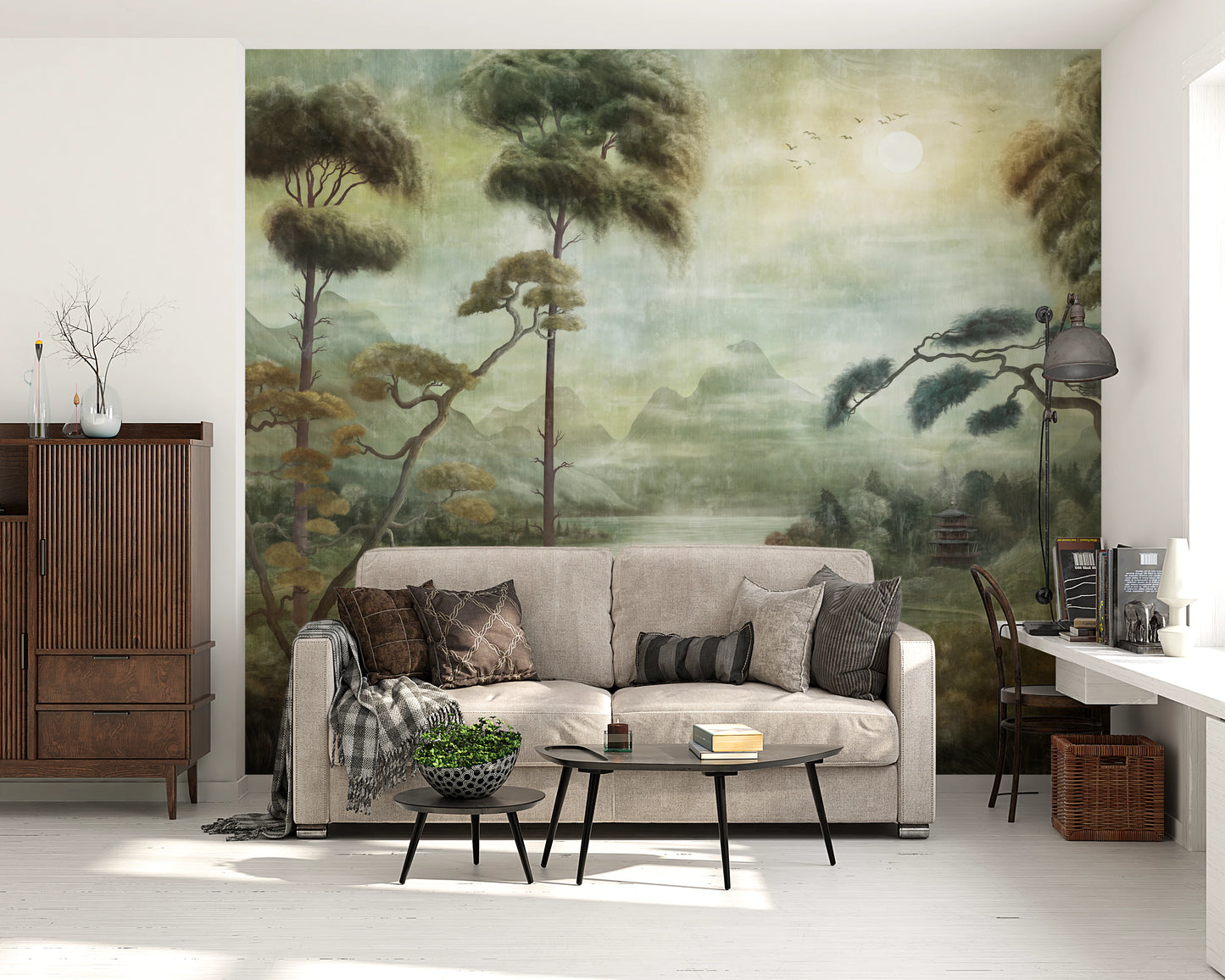 Mystic Pagoda Mist Wall Mural