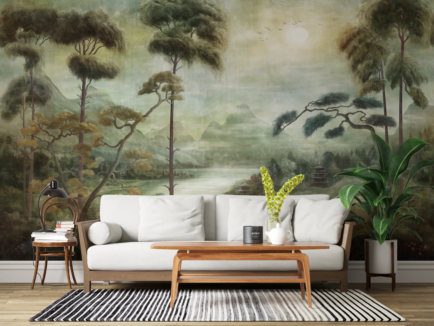 Mystic Pagoda Mist Wall Mural