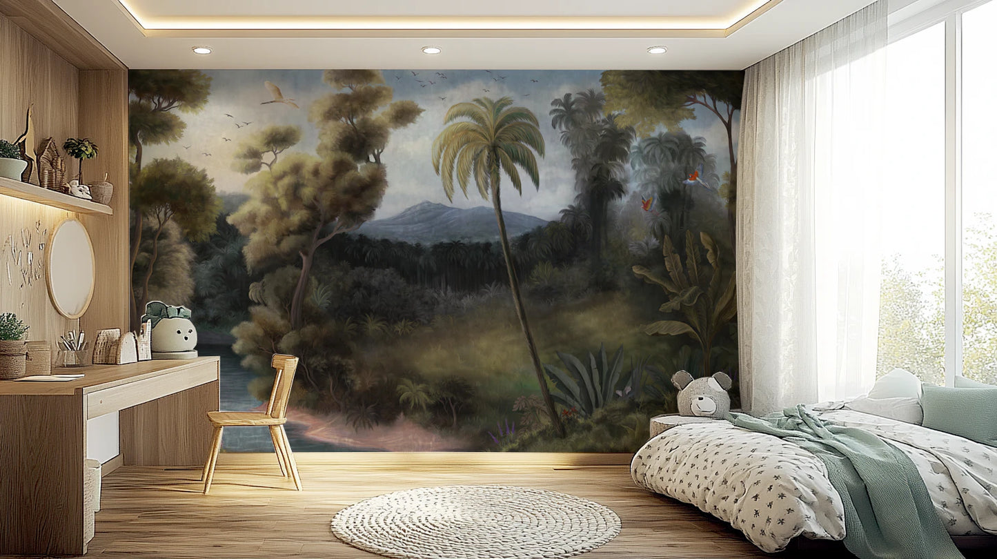 Serene Tropical Oasis Mural Wall Mural