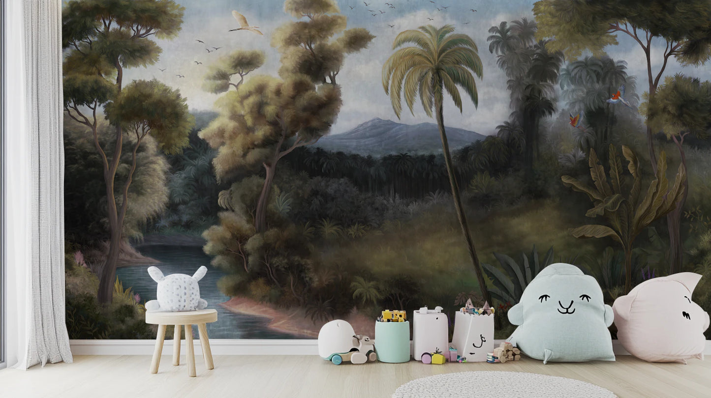 Serene Tropical Oasis Mural Wall Mural