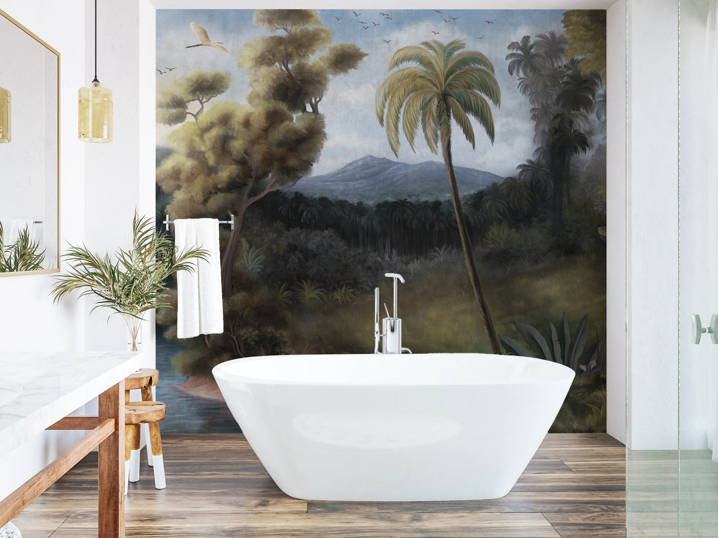 Serene Tropical Oasis Mural Wall Mural