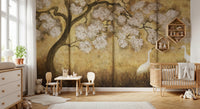 Imperial Gold Blossom & Cranes Wall Mural