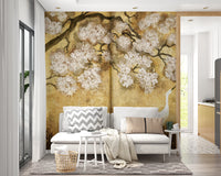 Imperial Gold Blossom & Cranes Wall Mural
