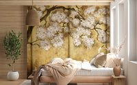 Imperial Gold Blossom & Cranes Wall Mural