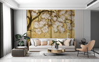Imperial Gold Blossom & Cranes Wall Mural