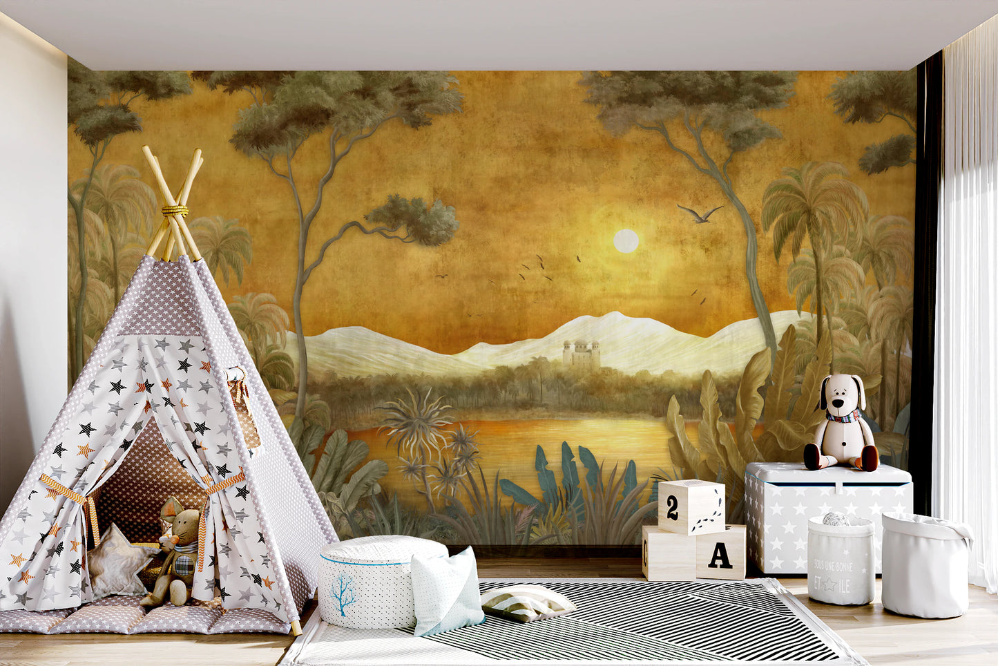 Golden Oasis Landscape Mural Wall Mural