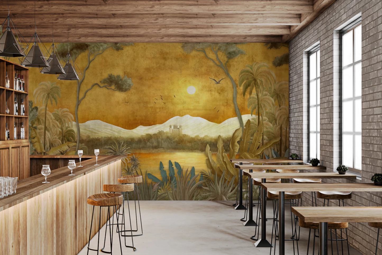 Golden Oasis Landscape Mural Wall Mural