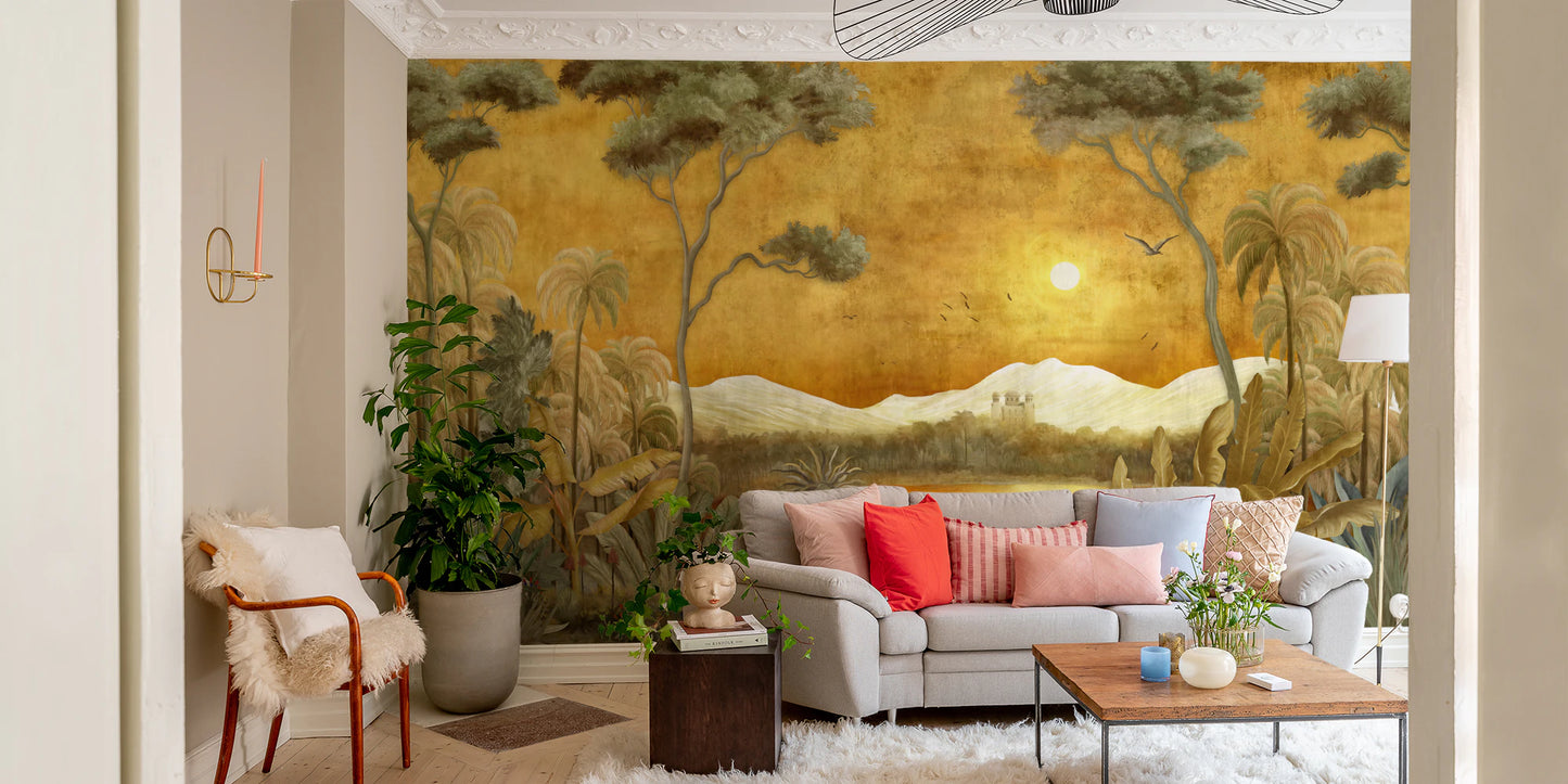 Golden Oasis Landscape Mural Wall Mural