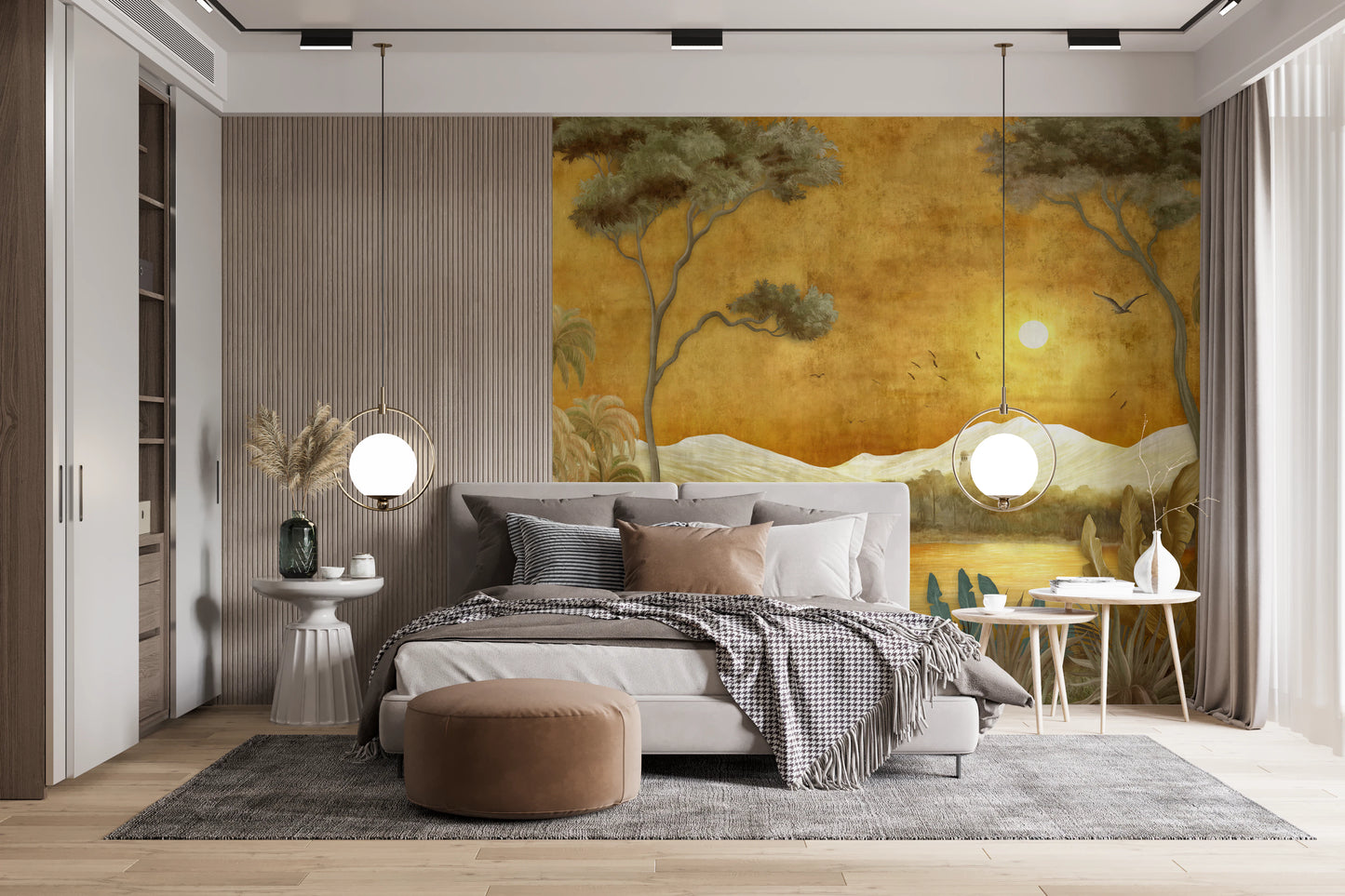 Golden Oasis Landscape Mural Wall Mural