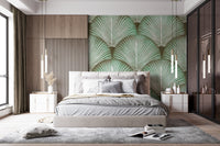 Art Deco Sage Palm Leaves Wall Mural