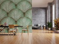 Art Deco Sage Palm Leaves Wall Mural