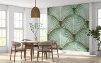 Art Deco Sage Palm Leaves Wall Mural