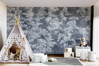 Misty Indigo Maple Forest Wall Mural