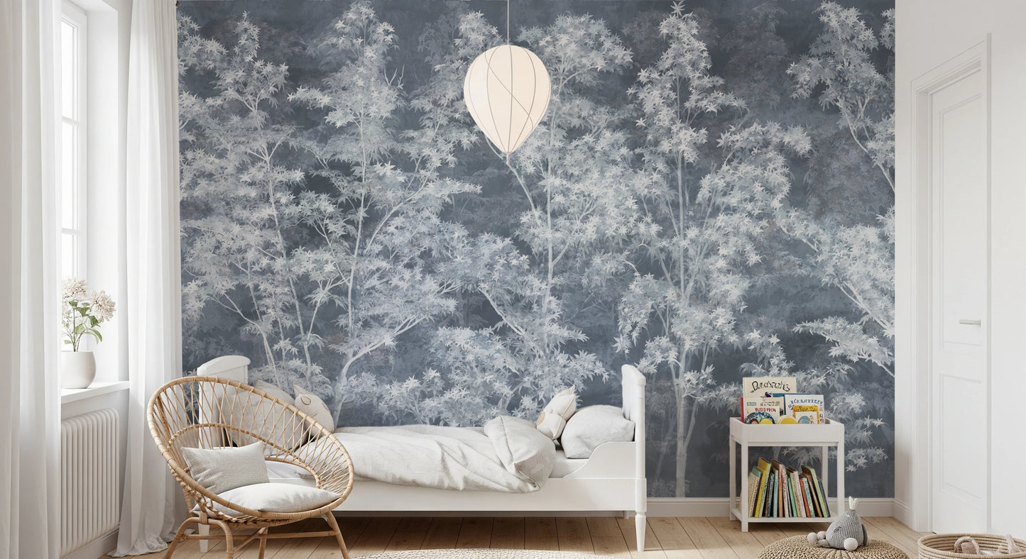 Misty Indigo Maple Forest Wall Mural