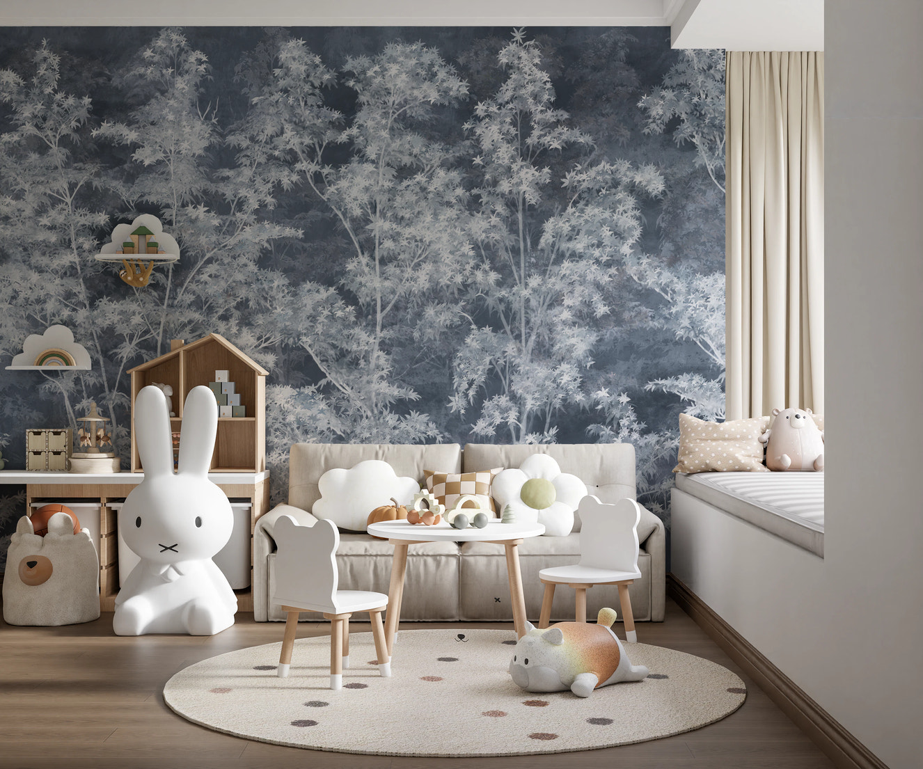 Misty Indigo Maple Forest Wall Mural