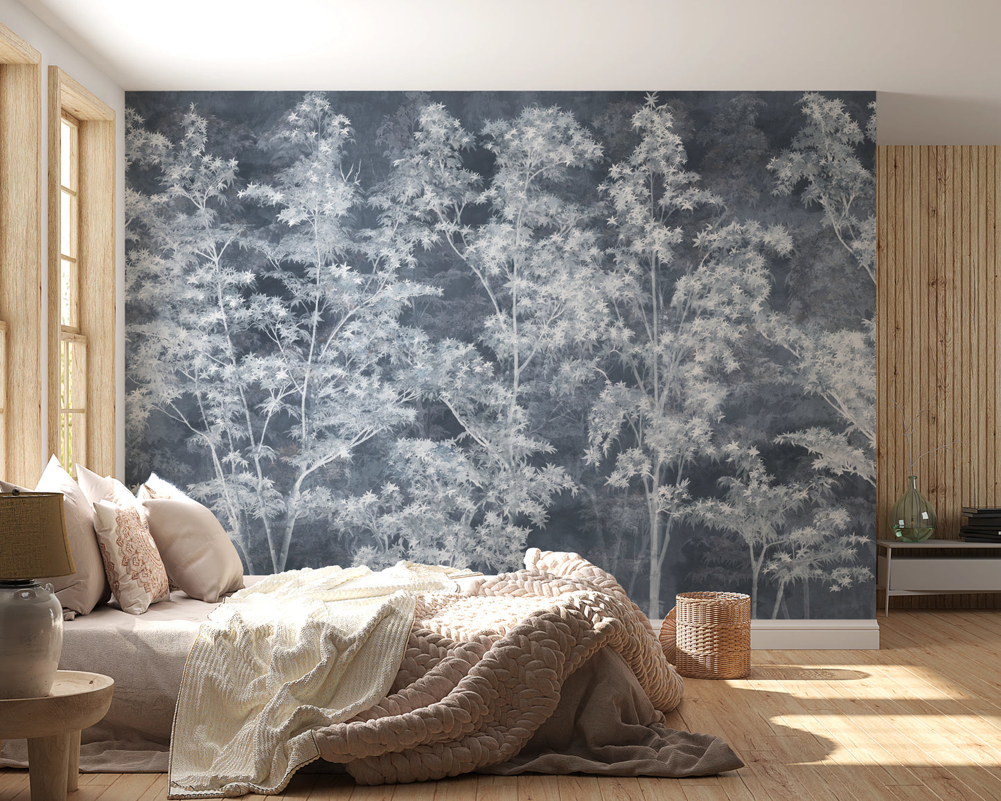 Misty Indigo Maple Forest Wall Mural