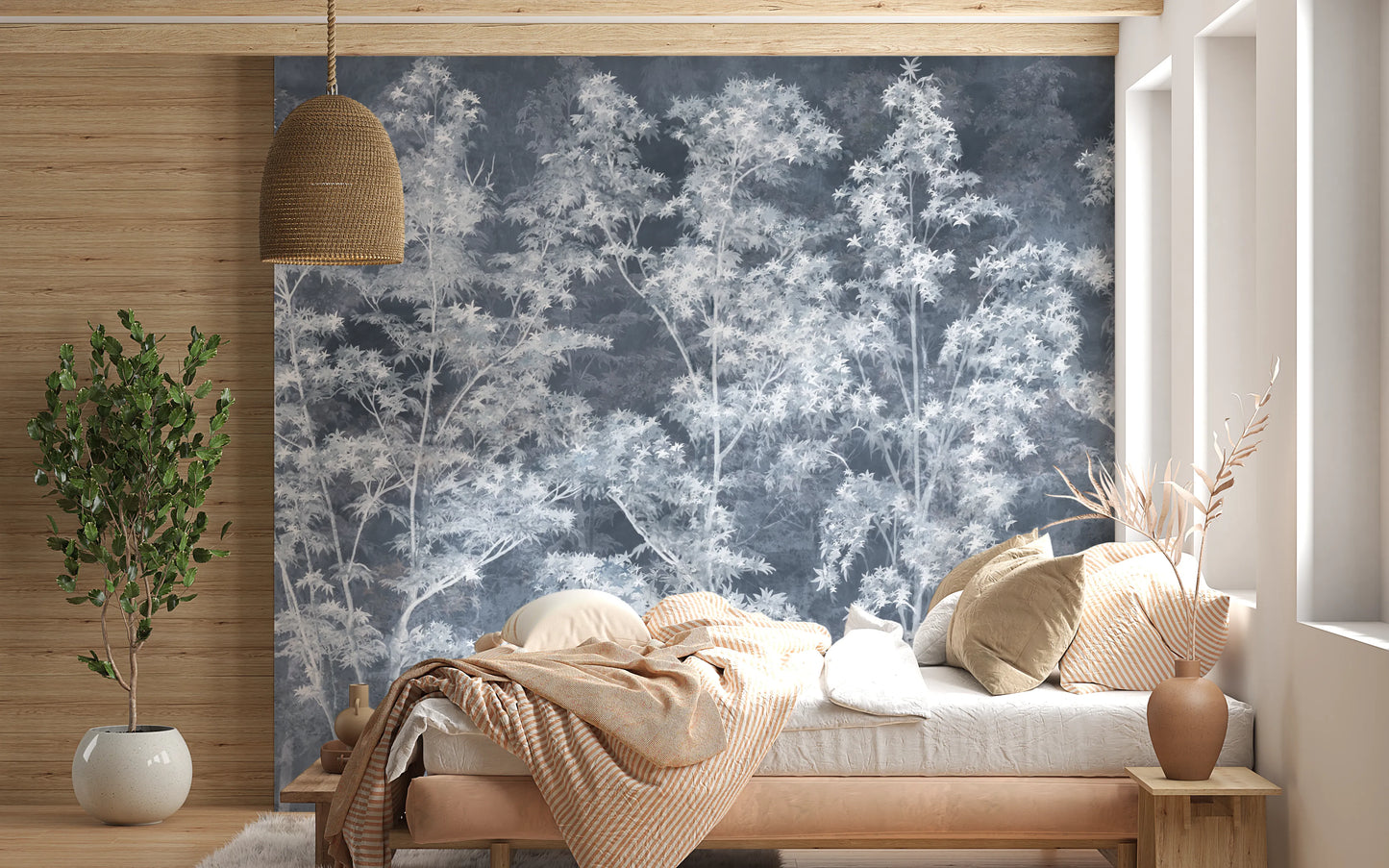 Misty Indigo Maple Forest Wall Mural