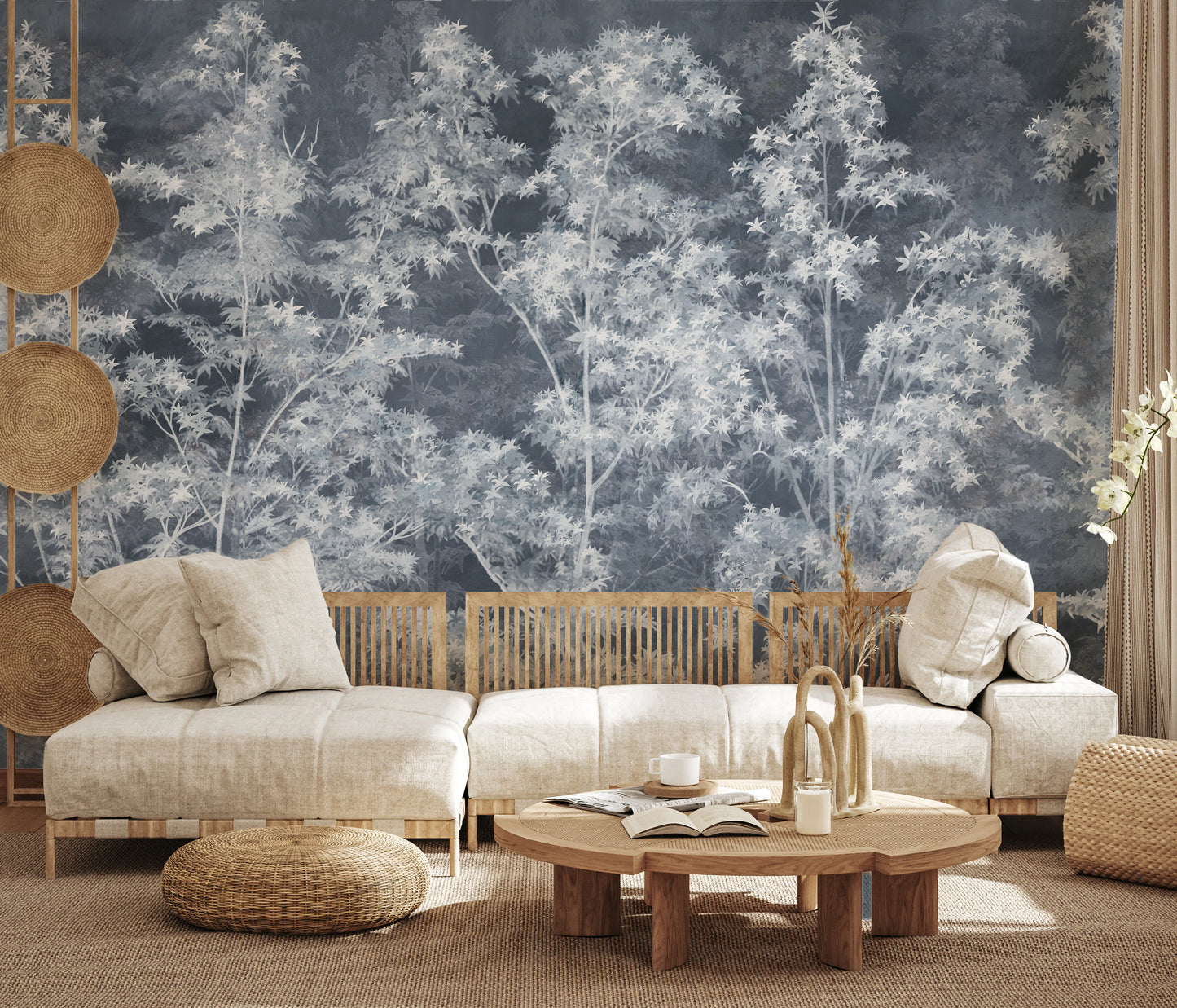 Misty Indigo Maple Forest Wall Mural