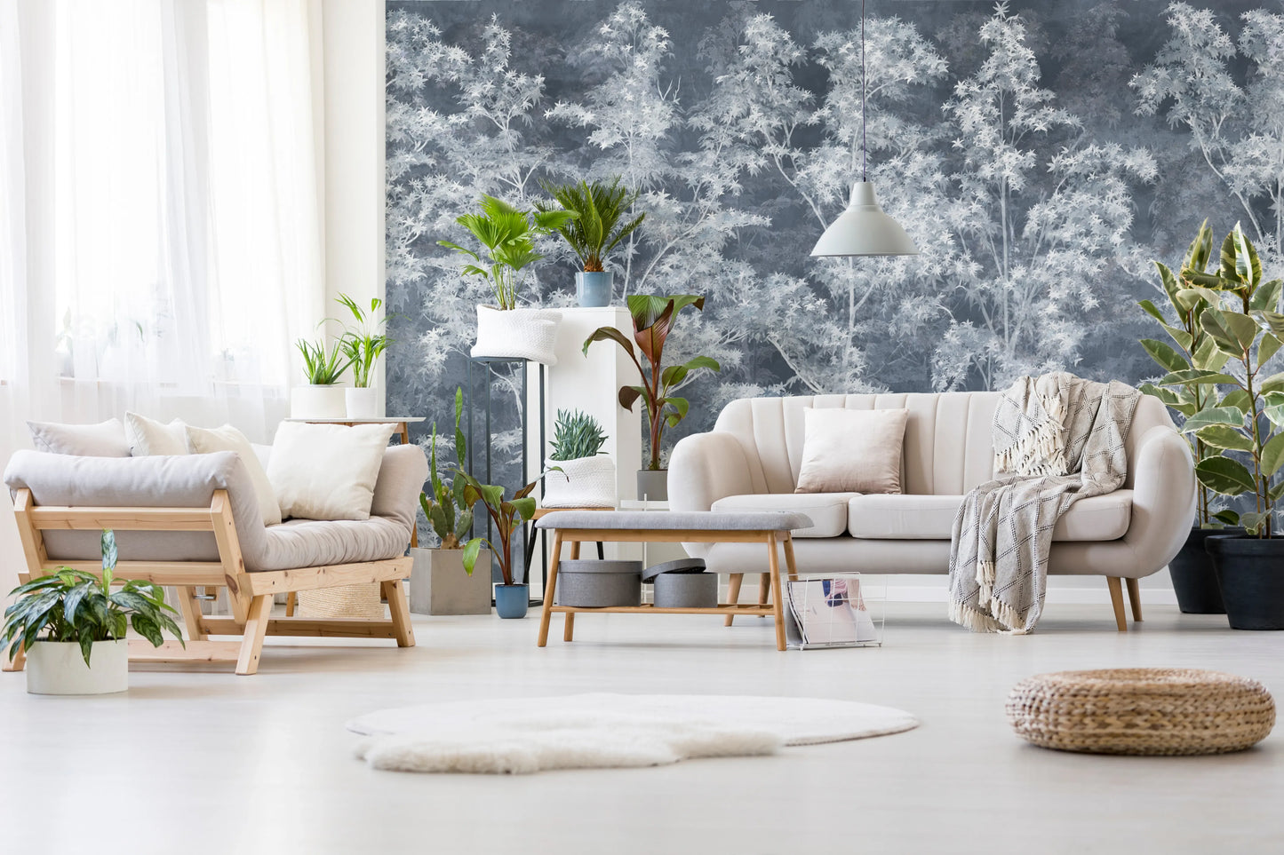 Misty Indigo Maple Forest Wall Mural