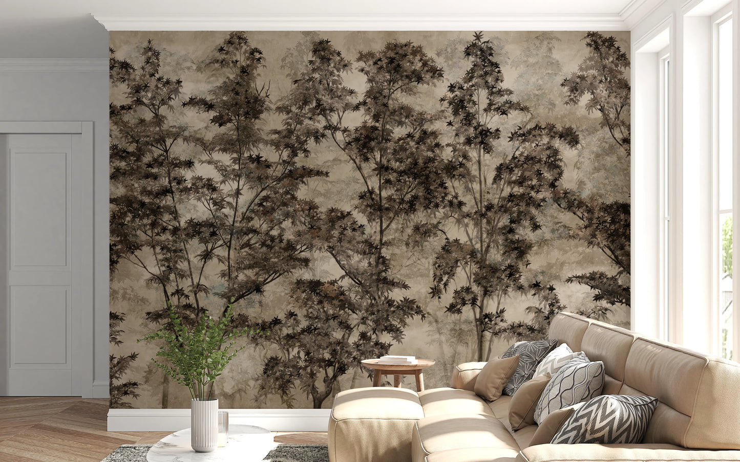 Sepia Forest Reverie Wall Mural