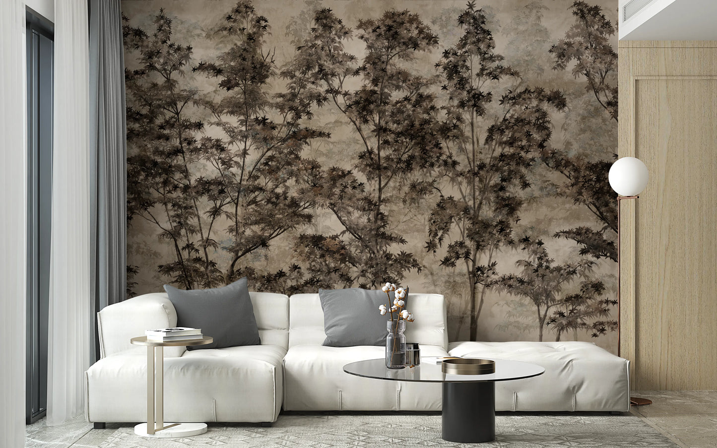 Sepia Forest Reverie Wall Mural