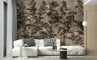 Sepia Forest Reverie Wall Mural