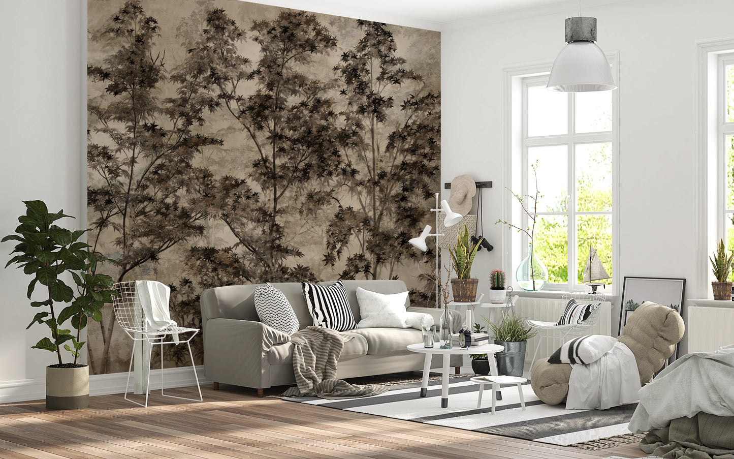 Sepia Forest Reverie Wall Mural