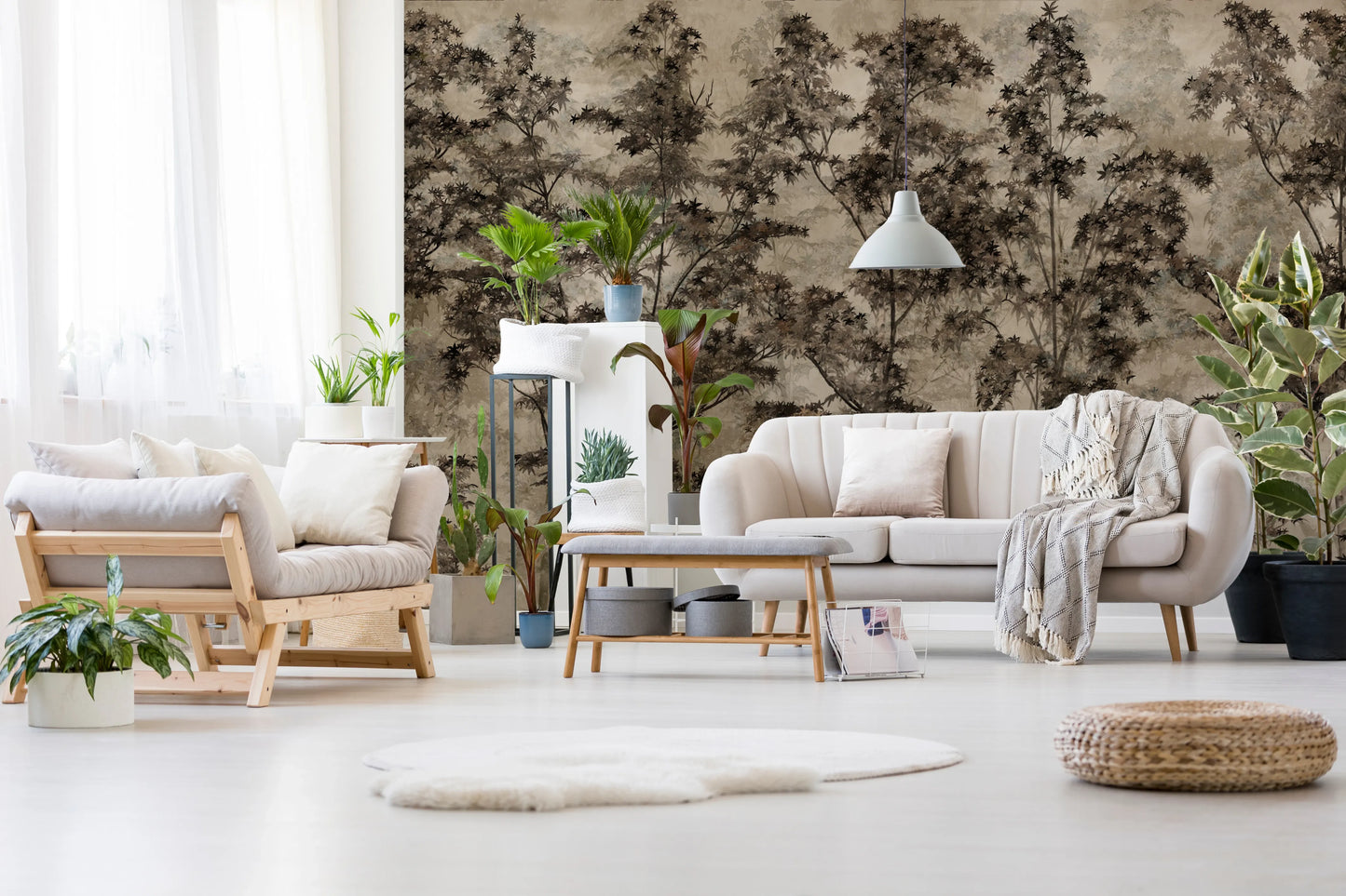 Sepia Forest Reverie Wall Mural