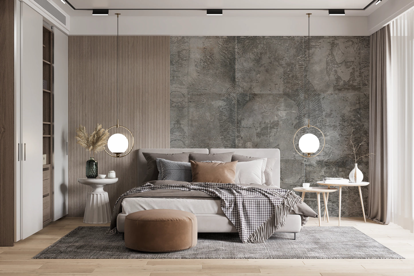 Distressed Damask Concrete Wall Mural