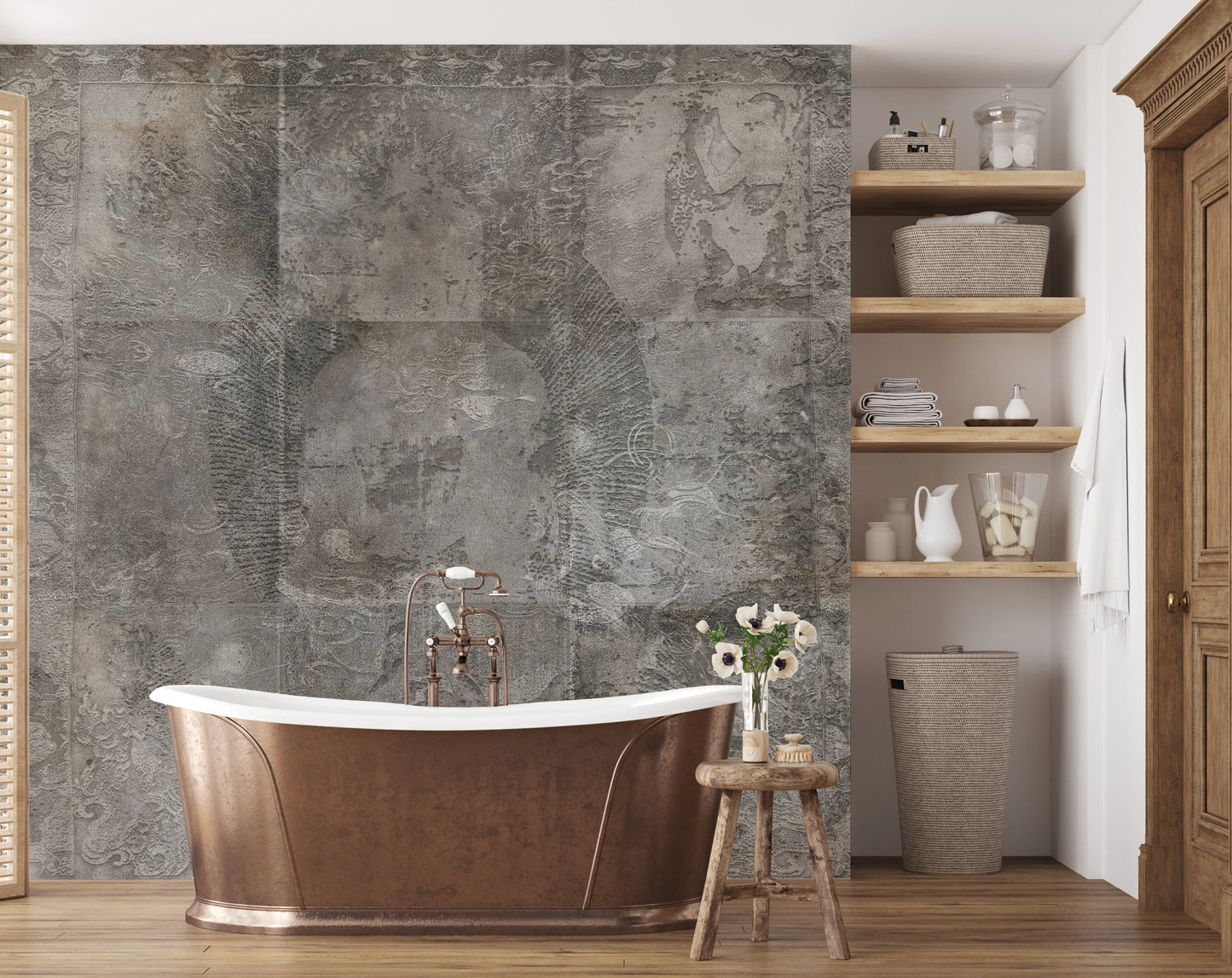Distressed Damask Concrete Wall Mural