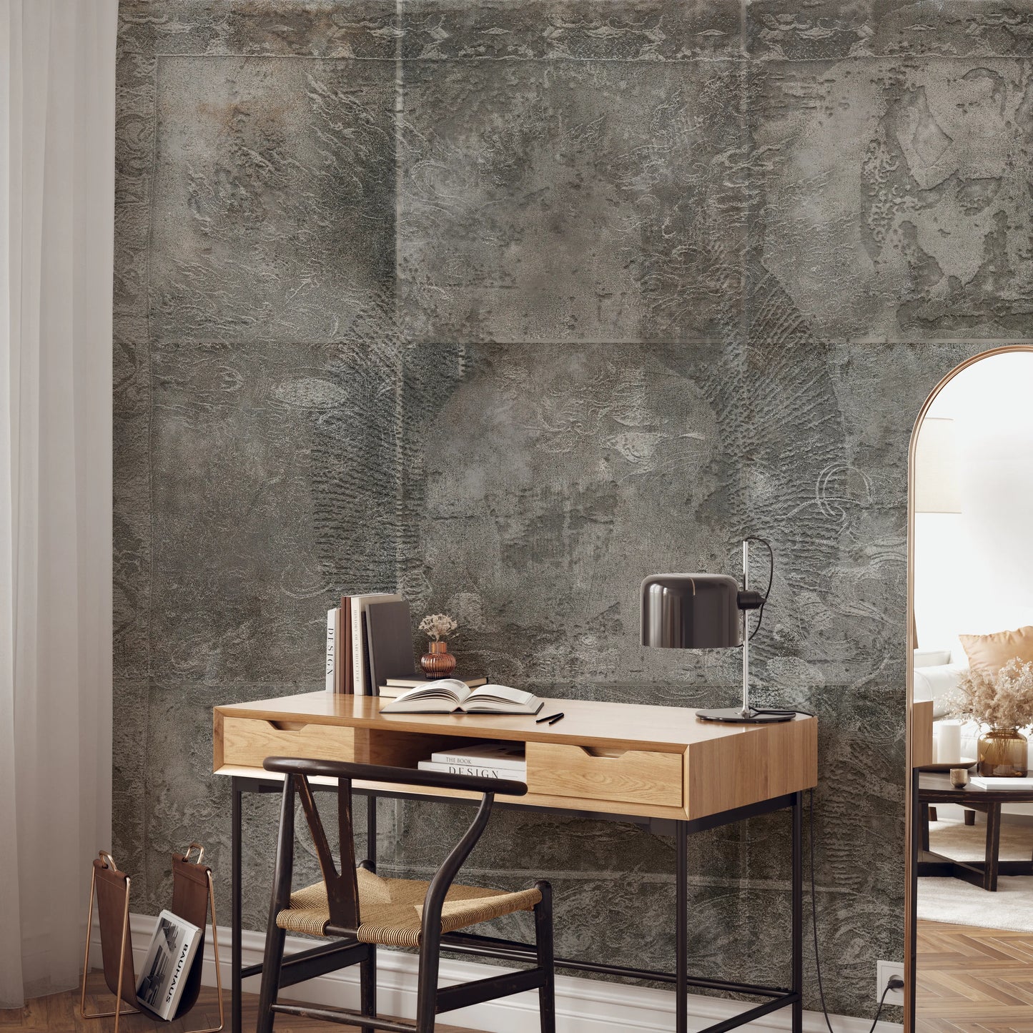 Distressed Damask Concrete Wall Mural