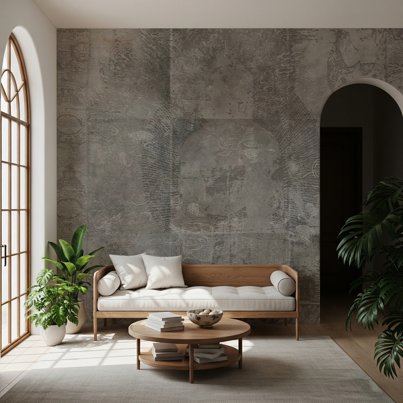 Distressed Damask Concrete Wall Mural