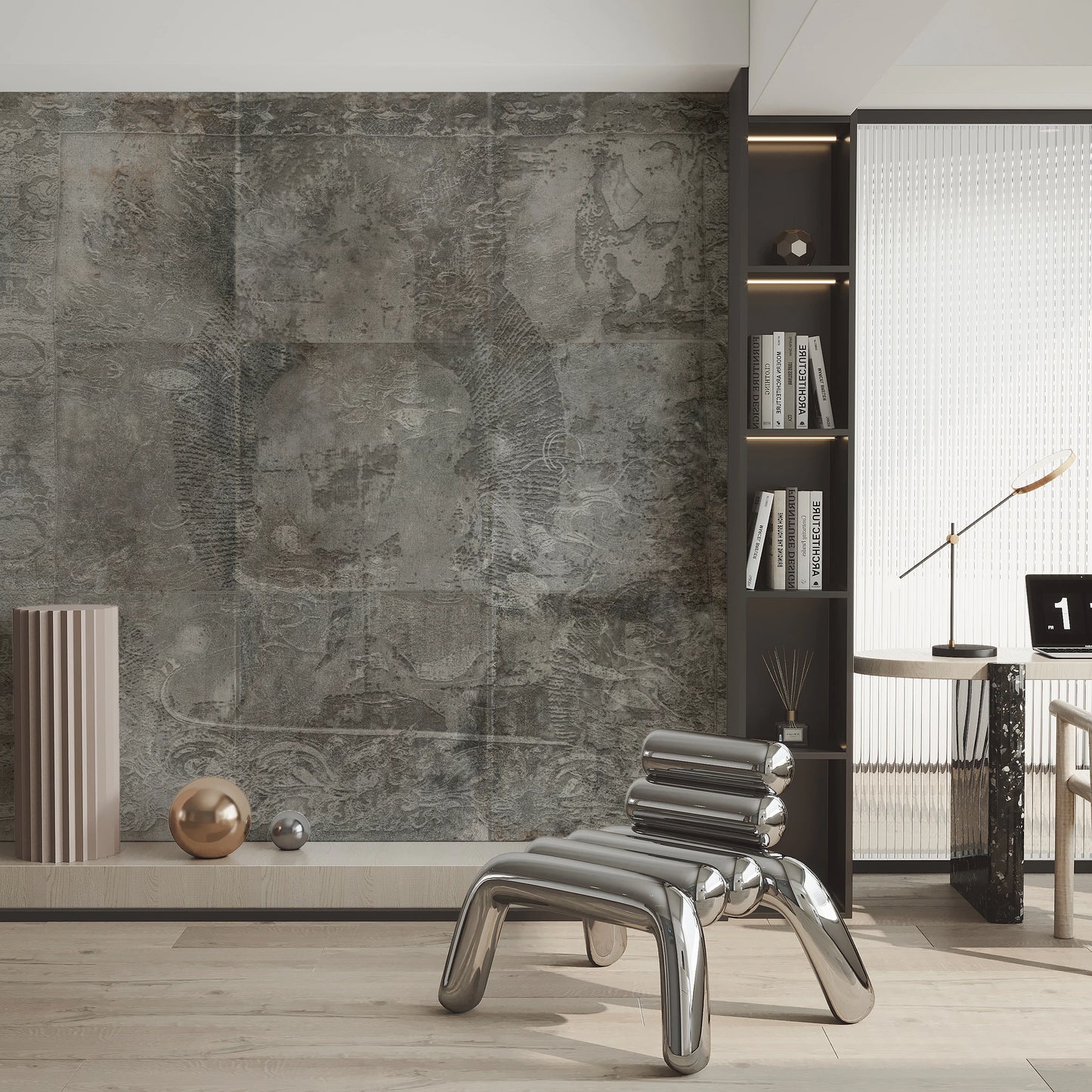 Distressed Damask Concrete Wall Mural