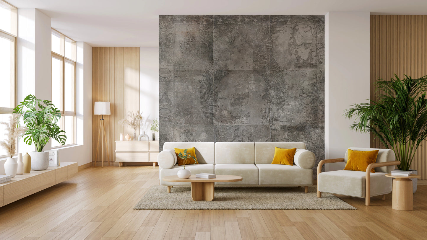 Distressed Damask Concrete Wall Mural