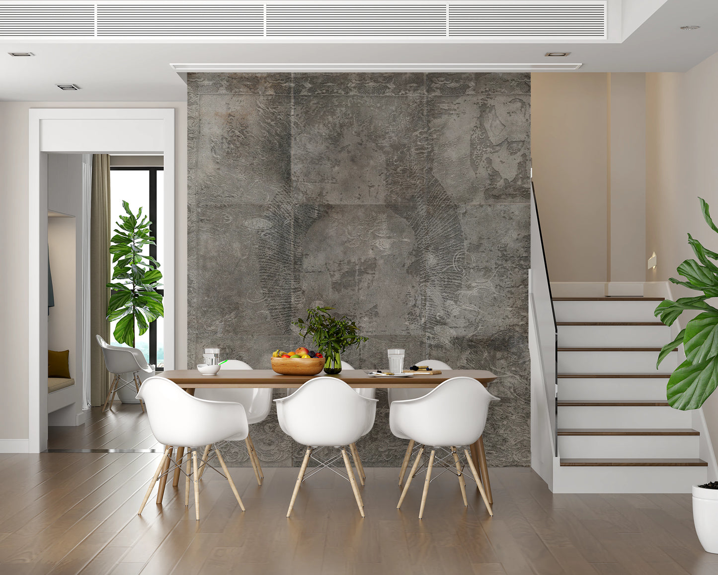 Distressed Damask Concrete Wall Mural